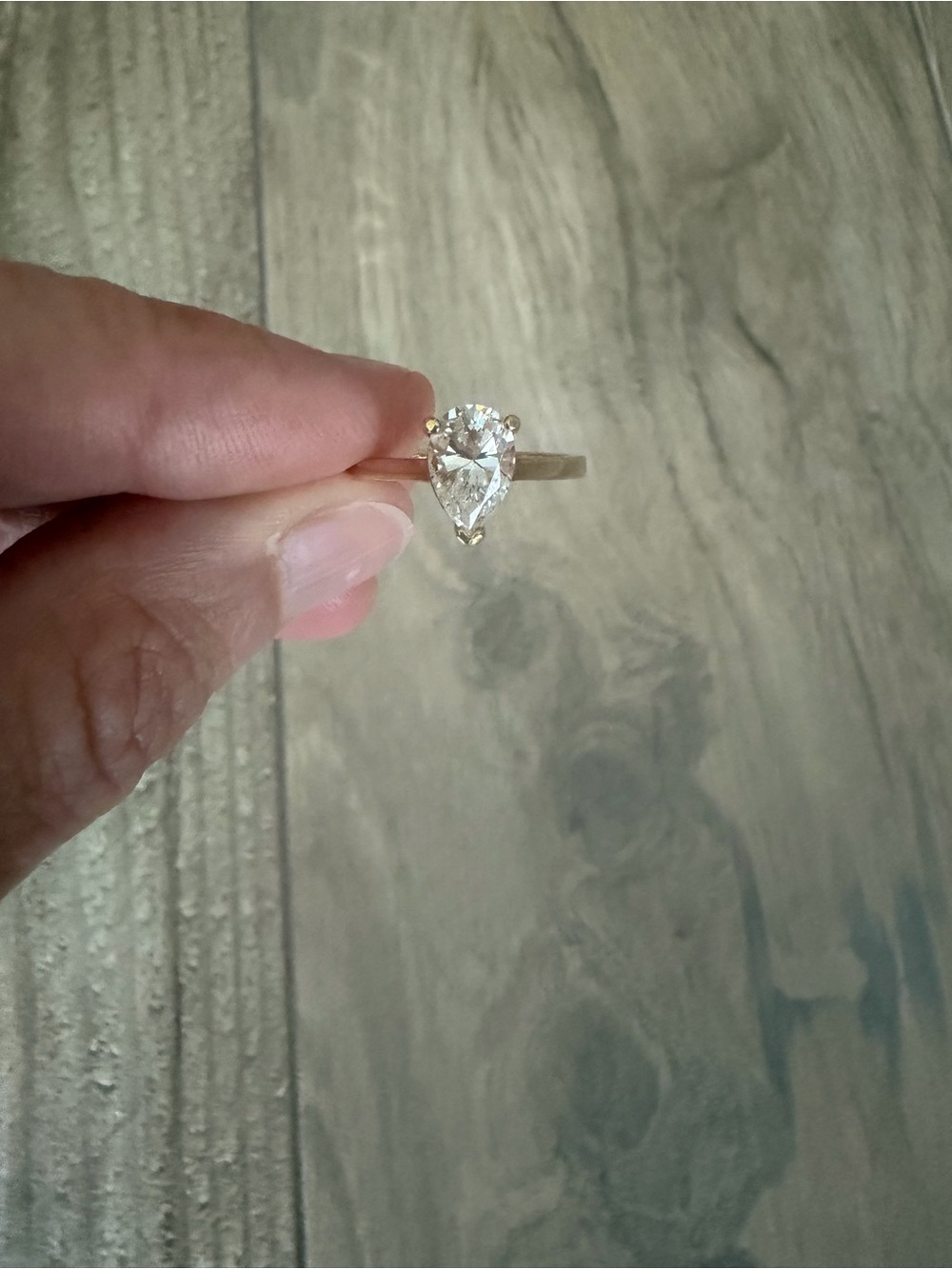 Vintage Pear Cut Solitaire Gold Ring
